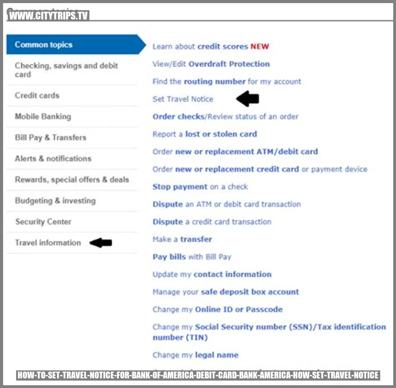 How to Set Travel Notice for Bank of America Debit Card